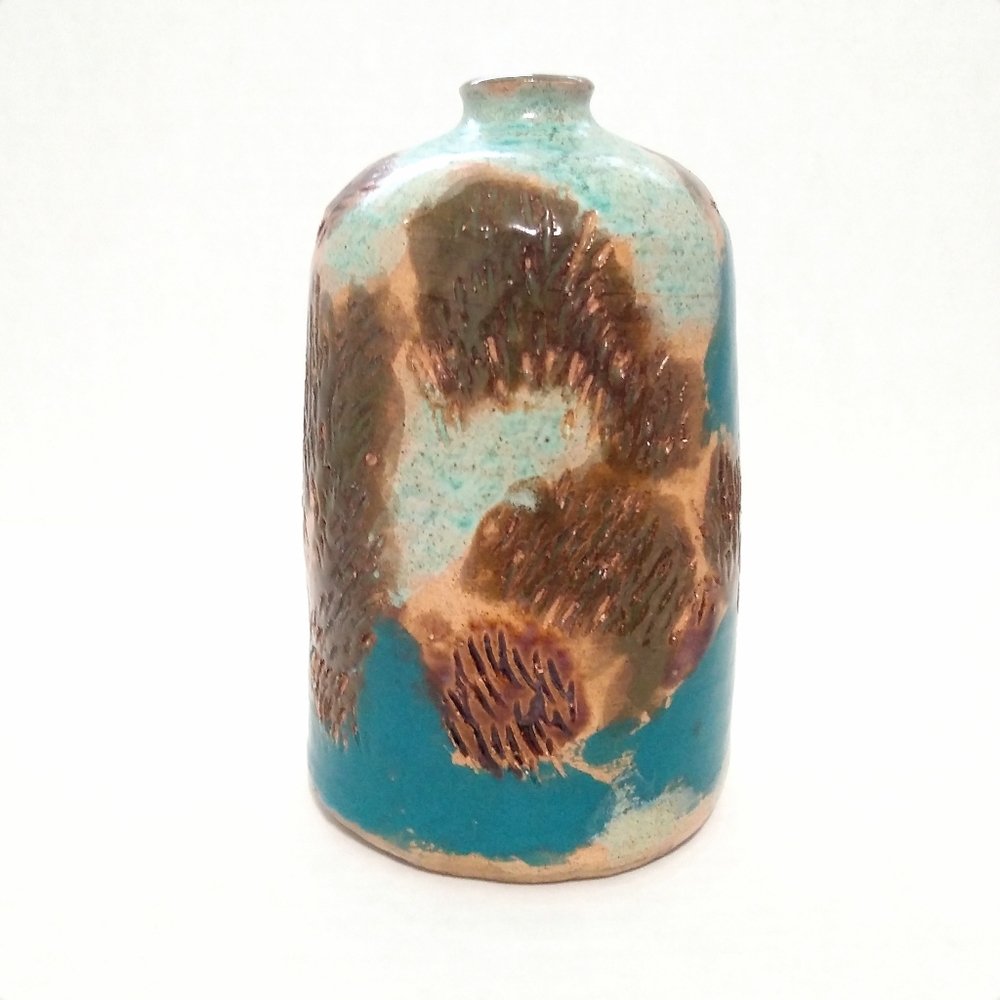Signed JL mid century modern stoneware vase - Picture 7 of 8